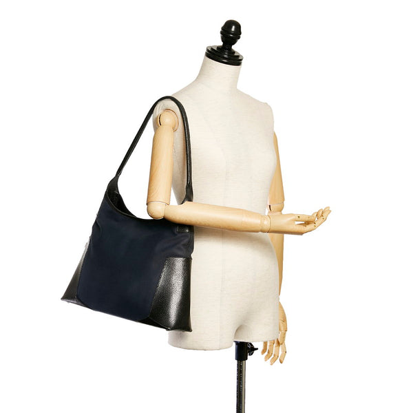 サルヴァトーレフェラガモ 肩掛け ショルダーバッグ AU-21 1208 ネイビー ブラック キャンバス レザー レディース Salvatore Ferragamo 【中古】