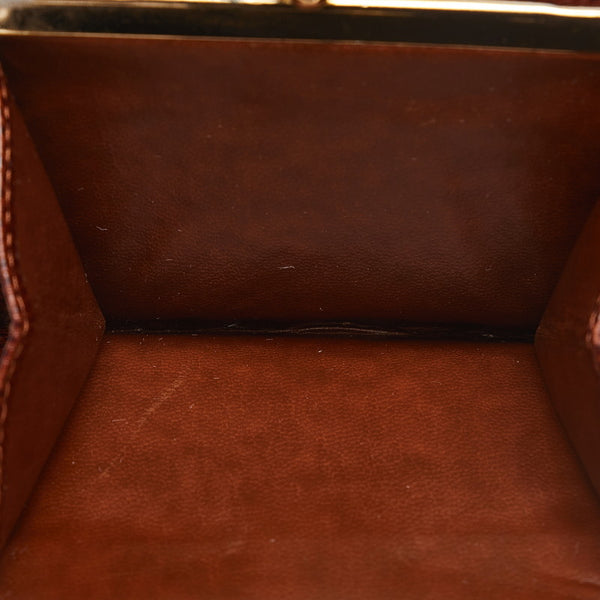 サルヴァトーレフェラガモ ヴァラ がま口 二つ折り財布 ブラウン リザード レザー レディース Salvatore Ferragamo 【中古】