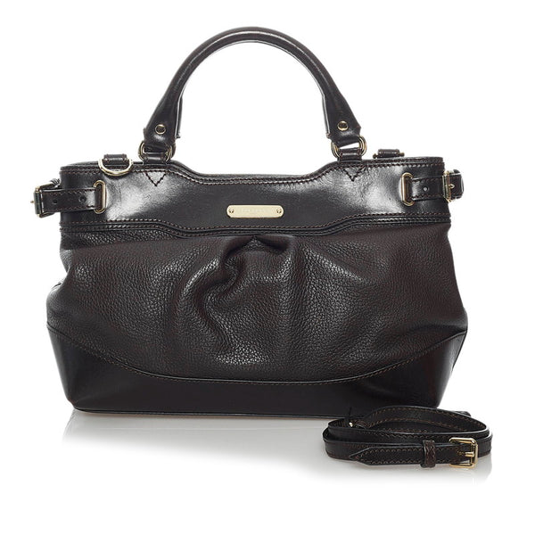 バーバリー ノバチェック ハンドバッグ ショルダーバッグ 2way ブラウン レザー レディース BURBERRY 【中古】