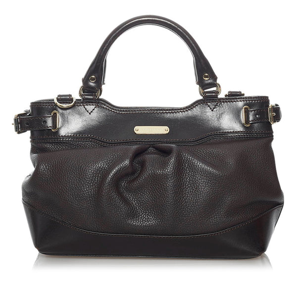 バーバリー ノバチェック ハンドバッグ ショルダーバッグ 2way ブラウン レザー レディース BURBERRY 【中古】