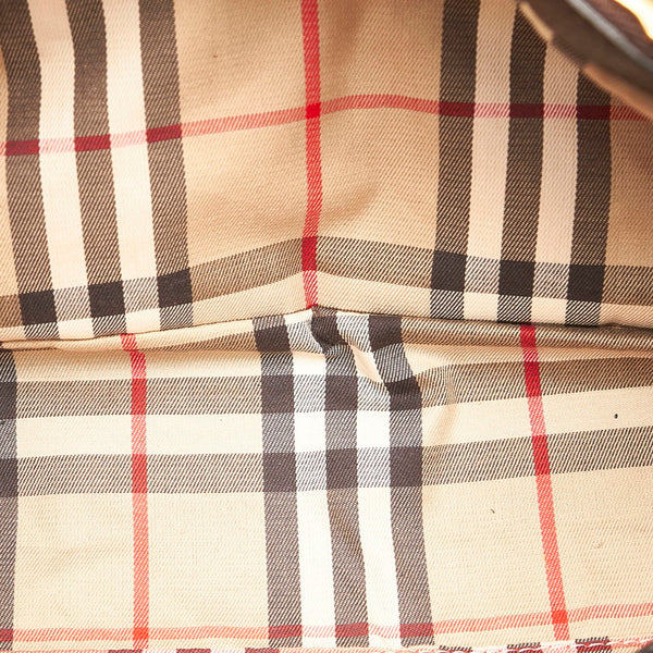 バーバリー ノバチェック ハンドバッグ ショルダーバッグ 2way ブラウン レザー レディース BURBERRY 【中古】