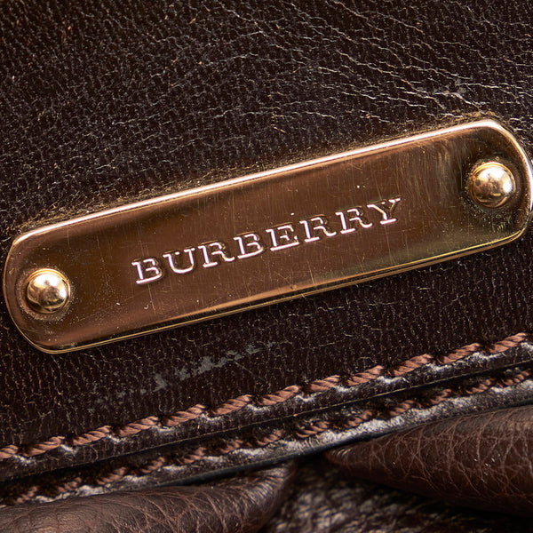 バーバリー ノバチェック ハンドバッグ ショルダーバッグ 2way ブラウン レザー レディース BURBERRY 【中古】