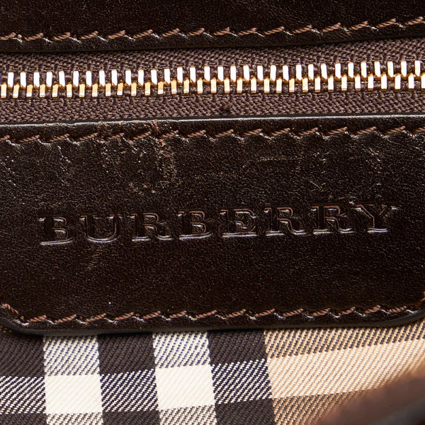 バーバリー ノバチェック ハンドバッグ ショルダーバッグ 2way ブラウン レザー レディース BURBERRY 【中古】