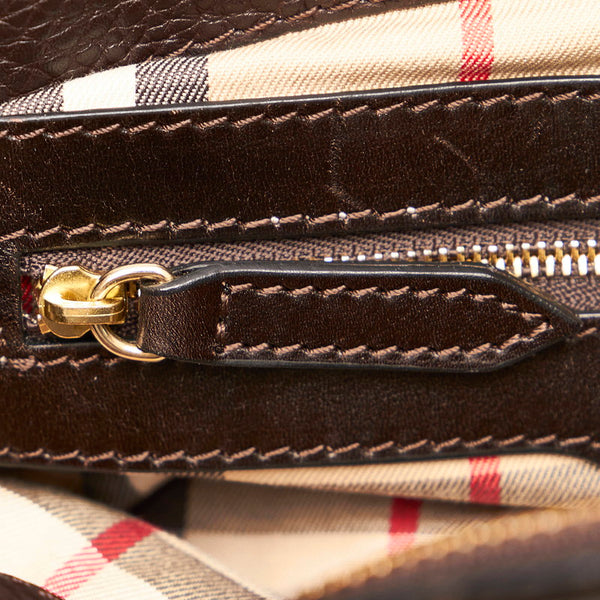 バーバリー ノバチェック ハンドバッグ ショルダーバッグ 2way ブラウン レザー レディース BURBERRY 【中古】