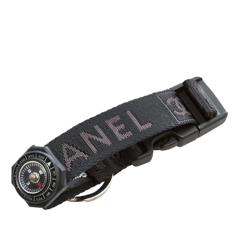 シャネル スポーツ 方位磁石付き ブレスレット コンパス キーリング ブラック ナイロン レディース CHANEL 【中古】