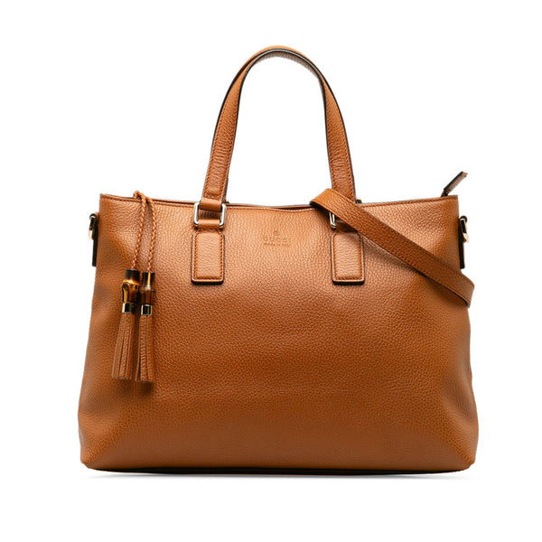 グッチ バンブー タッセル ハンドバッグ ショルダーバッグ 2WAY 365346 ブラウン レザー レディース GUCCI 【中古】