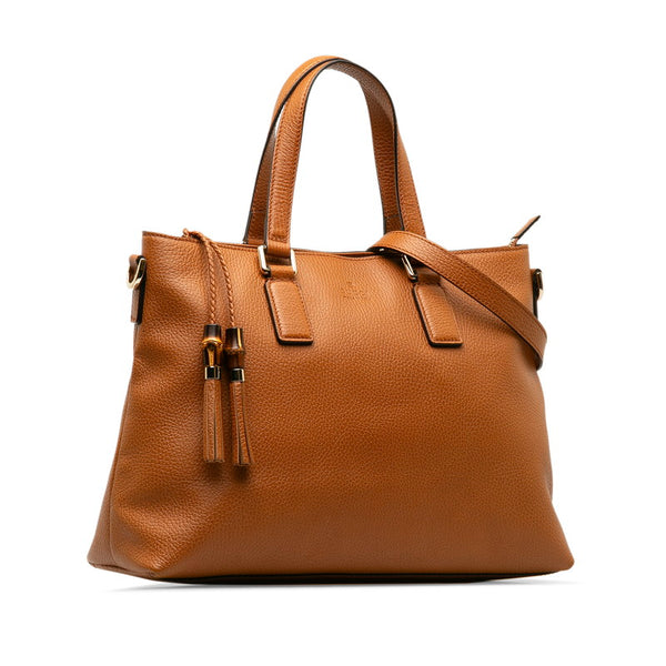 グッチ バンブー タッセル ハンドバッグ ショルダーバッグ 2WAY 365346 ブラウン レザー レディース GUCCI 【中古】