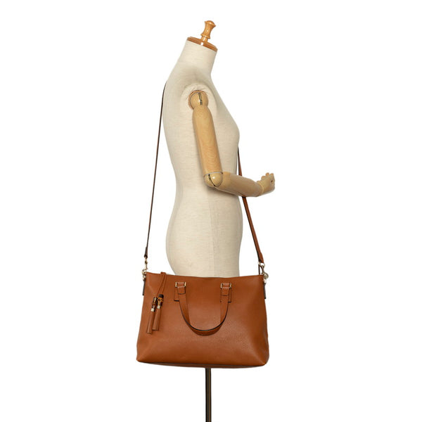 グッチ バンブー タッセル ハンドバッグ ショルダーバッグ 2WAY 365346 ブラウン レザー レディース GUCCI 【中古】