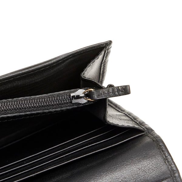 グッチ マイクログッチシマ 長財布 449396 ブラック レザー メンズ GUCCI 【中古】