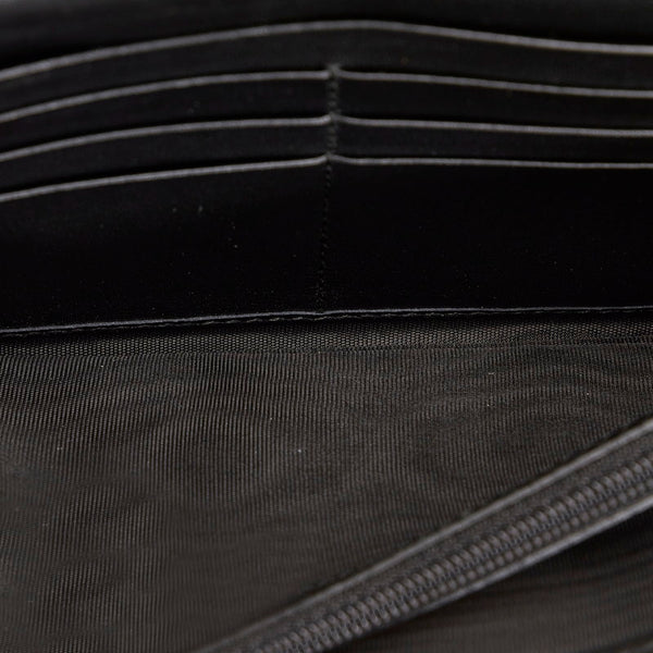 グッチ マイクログッチシマ 長財布 449396 ブラック レザー メンズ GUCCI 【中古】