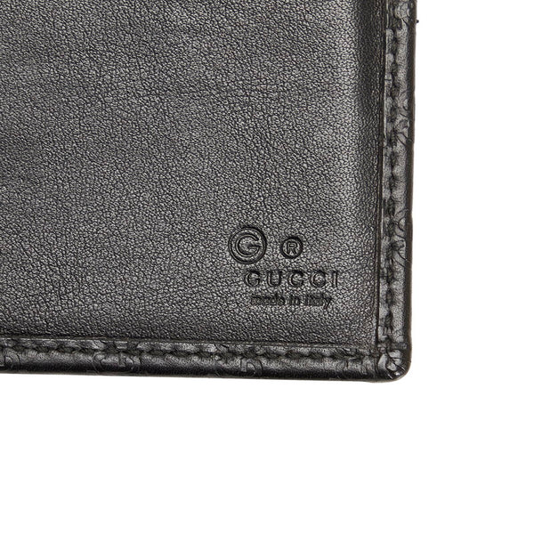 グッチ マイクログッチシマ 長財布 449396 ブラック レザー メンズ GUCCI 【中古】