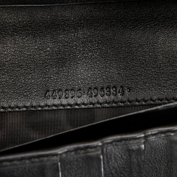 グッチ マイクログッチシマ 長財布 449396 ブラック レザー メンズ GUCCI 【中古】