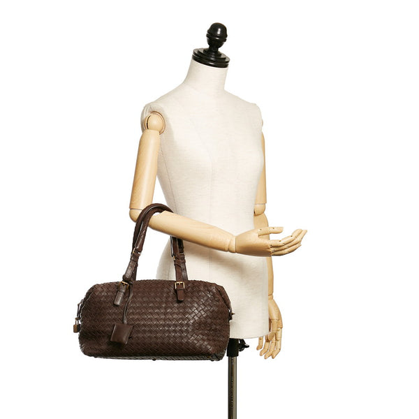 ボッテガヴェネタ イントレチャート 173398 ブラウン レザー ハンドバッグ レディース BOTTEGAVENETA 【中古】