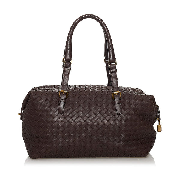 ボッテガヴェネタ イントレチャート 173398 ブラウン レザー ハンドバッグ レディース BOTTEGAVENETA 【中古】