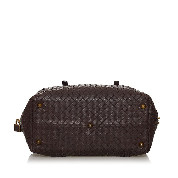 ボッテガヴェネタ イントレチャート 173398 ブラウン レザー ハンドバッグ レディース BOTTEGAVENETA 【中古】