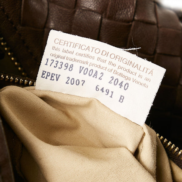 ボッテガヴェネタ イントレチャート 173398 ブラウン レザー ハンドバッグ レディース BOTTEGAVENETA 【中古】