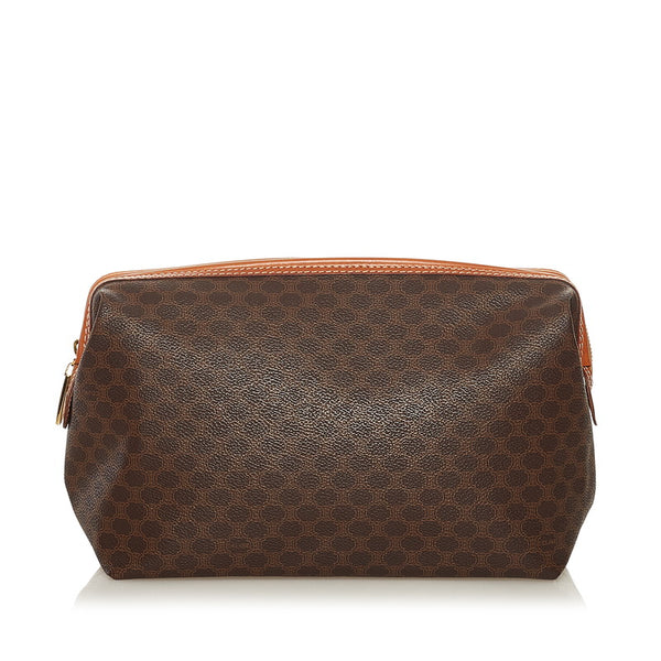 セリーヌ マカダム ポーチ ブラウン PVC レザー レディース CELINE 【中古】