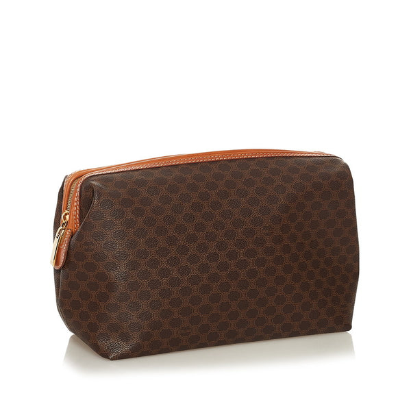 セリーヌ マカダム ポーチ ブラウン PVC レザー レディース CELINE 【中古】