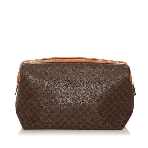 セリーヌ マカダム ポーチ ブラウン PVC レザー レディース CELINE 【中古】