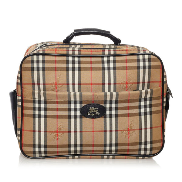 バーバリー ノバチェック シャドーホース ボストンバッグ トラベルバッグ  ベージュ キャンバス レザー レディース BURBERRY 【中古】