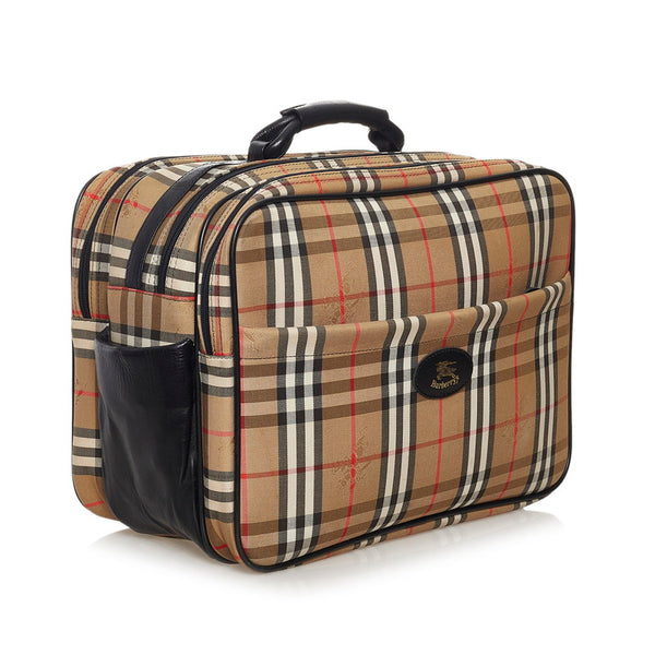 バーバリー ノバチェック シャドーホース ボストンバッグ トラベルバッグ  ベージュ キャンバス レザー レディース BURBERRY 【中古】
