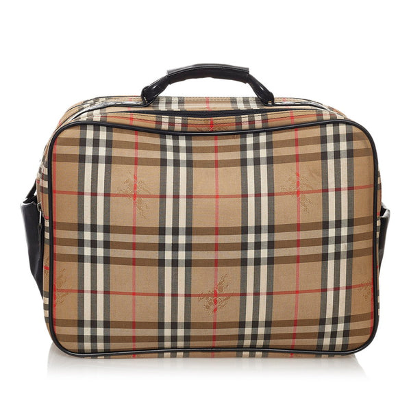 バーバリー ノバチェック シャドーホース ボストンバッグ トラベルバッグ  ベージュ キャンバス レザー レディース BURBERRY 【中古】