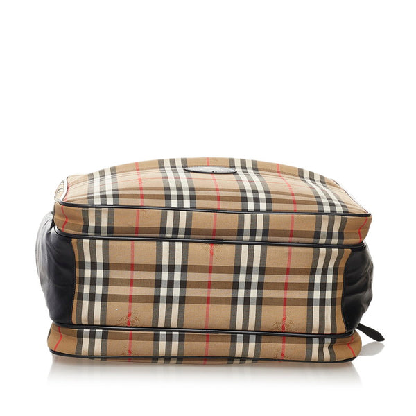 バーバリー ノバチェック シャドーホース ボストンバッグ トラベルバッグ  ベージュ キャンバス レザー レディース BURBERRY 【中古】