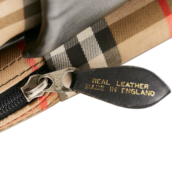 バーバリー ノバチェック シャドーホース ボストンバッグ トラベルバッグ  ベージュ キャンバス レザー レディース BURBERRY 【中古】