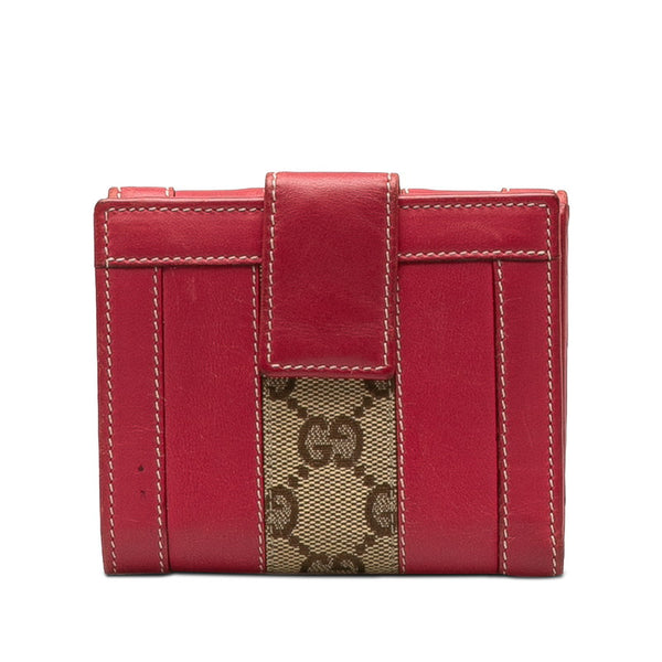 グッチ GGキャンバス スタッズ 二つ折り財布 120929 ブラウン ピンク レザー キャンバス レディース GUCCI 【中古】