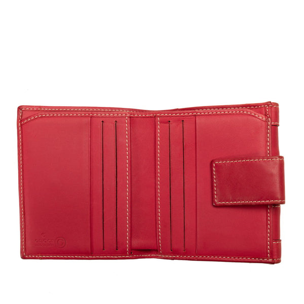 グッチ GGキャンバス スタッズ 二つ折り財布 120929 ブラウン ピンク レザー キャンバス レディース GUCCI 【中古】