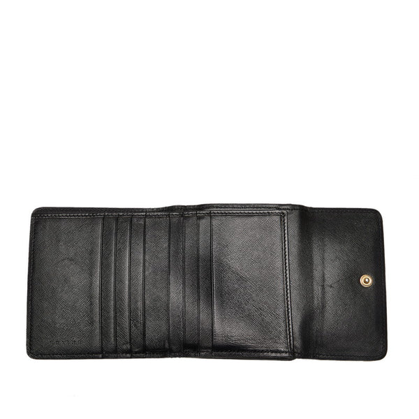 セリーヌ マカダム 二つ折り財布 ブラック PVC レザー レディース CELINE 【中古】