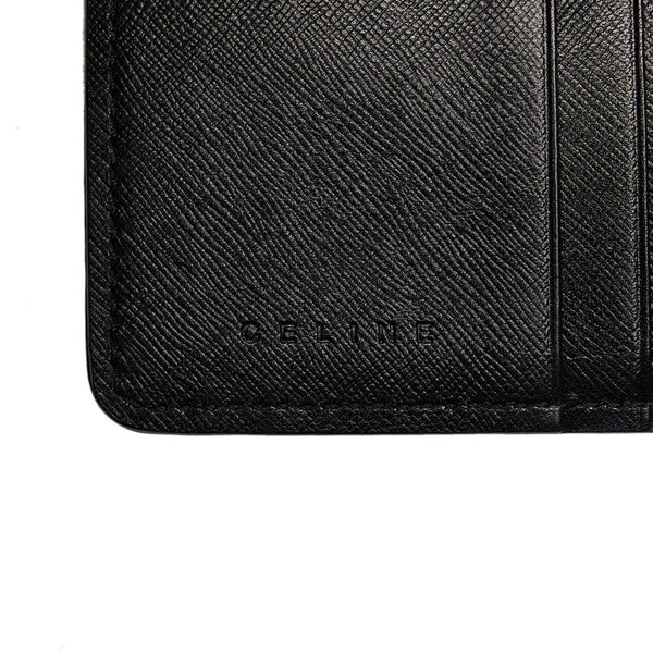 セリーヌ マカダム 二つ折り財布 ブラック PVC レザー レディース CELINE 【中古】