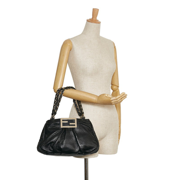 フェンディ チェーン ショルダーバッグ ハンドバッグ 8BR615 ブラック レザー レディース FENDI 【中古】