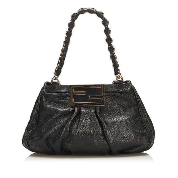 フェンディ チェーン ショルダーバッグ ハンドバッグ 8BR615 ブラック レザー レディース FENDI 【中古】