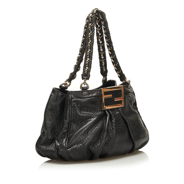 フェンディ チェーン ショルダーバッグ ハンドバッグ 8BR615 ブラック レザー レディース FENDI 【中古】