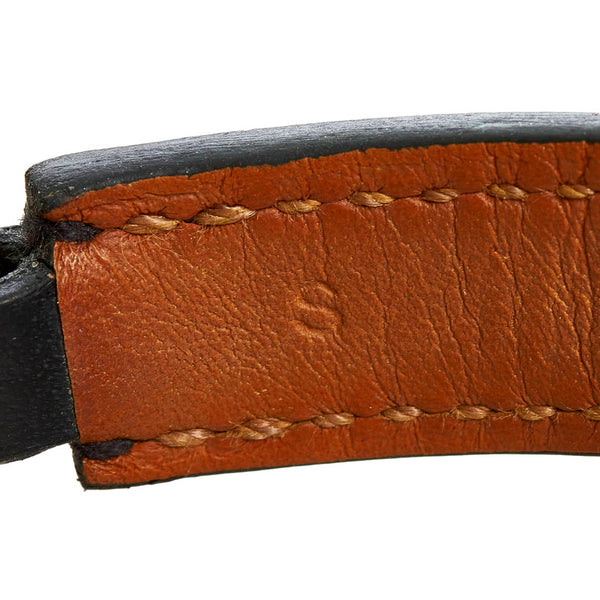 エルメス リヴァル ドゥブルトゥール ブレスレット ブラック シルバー レザー メタル レディース HERMES 【中古】