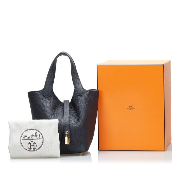 エルメス ピコタンロックPM ゴールド金具 ハンドバッグ キャバン ネイビー トリヨンクレマンス レディース HERMES 【中古】