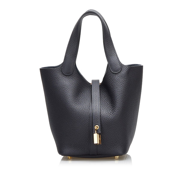 エルメス ピコタンロックPM ゴールド金具 ハンドバッグ キャバン ネイビー トリヨンクレマンス レディース HERMES 【中古】