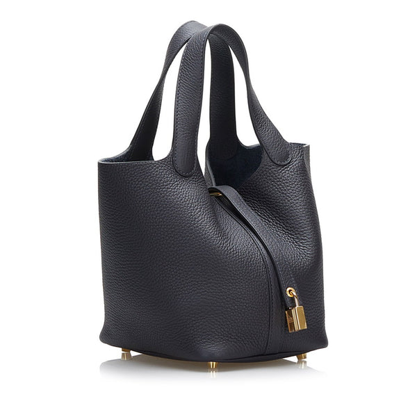 エルメス ピコタンロックPM ゴールド金具 ハンドバッグ キャバン ネイビー トリヨンクレマンス レディース HERMES 【中古】