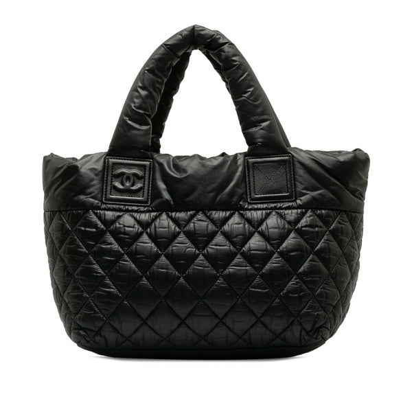 シャネル コココクーンPM ココマーク キルティング トートバッグ ブラック ナイロン レザー レディース CHANEL 【中古】