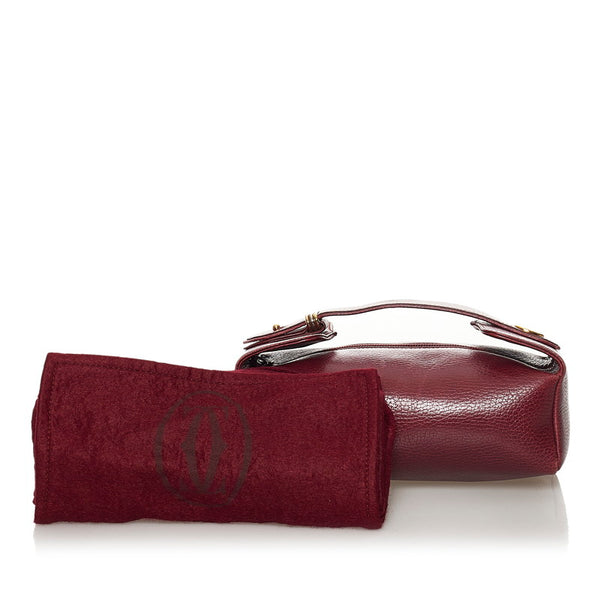 カルティエ マスト ハンドバッグ レッド レザー レディース CARTIER 【中古】