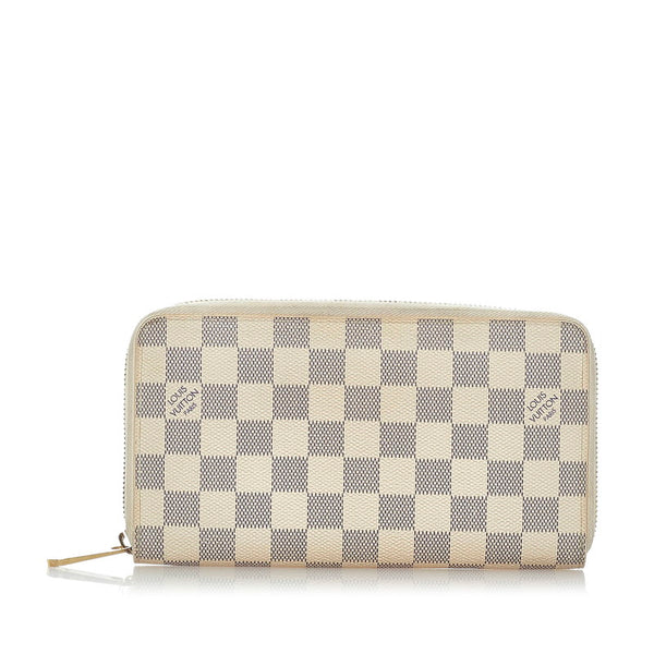 ルイ ヴィトン ダミエ ジッピー オーガナイザー ラウンドファスナー 長財布 N60012 アズール PVC レザー レディース LOUIS VUITTON 【中古】