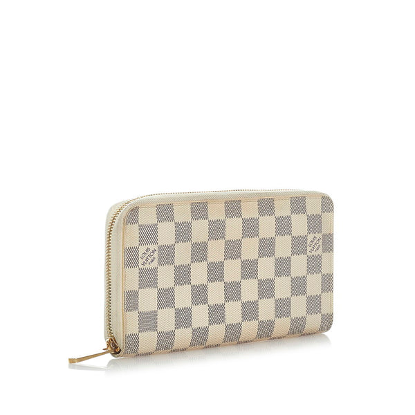 ルイ ヴィトン ダミエ ジッピー オーガナイザー ラウンドファスナー 長財布 N60012 アズール PVC レザー レディース LOUIS VUITTON 【中古】