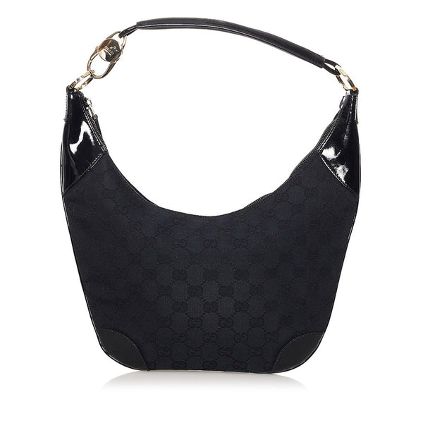 グッチ GGキャンバス ワンショルダーバッグ 001-4153 ブラック キャンバス パテントレザー レディース GUCCI 【中古】
