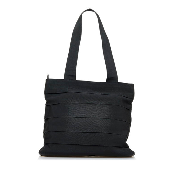 サルヴァトーレフェラガモ ヴァラ フリル ハンドバッグ トートバッグ AU-21 4240 ブラック キャンバス レザー レディース Salvatore Ferragamo 【中古】