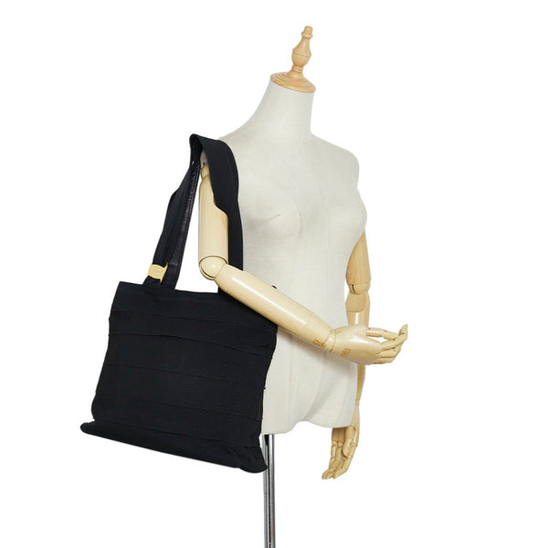 サルヴァトーレフェラガモ ヴァラ フリル ハンドバッグ トートバッグ AU-21 4240 ブラック キャンバス レザー レディース Salvatore Ferragamo 【中古】