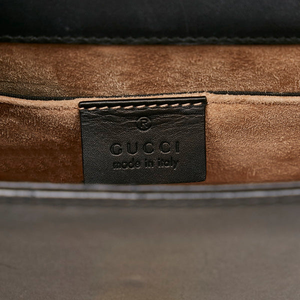 グッチ シェリーライン シルヴィ スモール 斜め掛け チェーン ショルダーバッグ  431666 ブラック レザー レディース GUCCI 【中古】