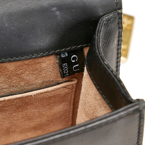 グッチ シェリーライン シルヴィ スモール 斜め掛け チェーン ショルダーバッグ  431666 ブラック レザー レディース GUCCI 【中古】