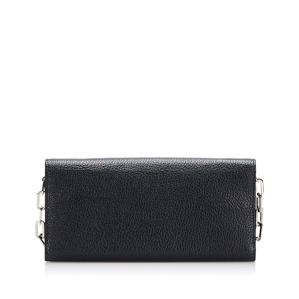 ミュウミュウ ビジュー マドラスクリスタル チェーンウォレット 長財布 2WAY 5MT001 ブラック レザー レディース MIUMIU 【中古】