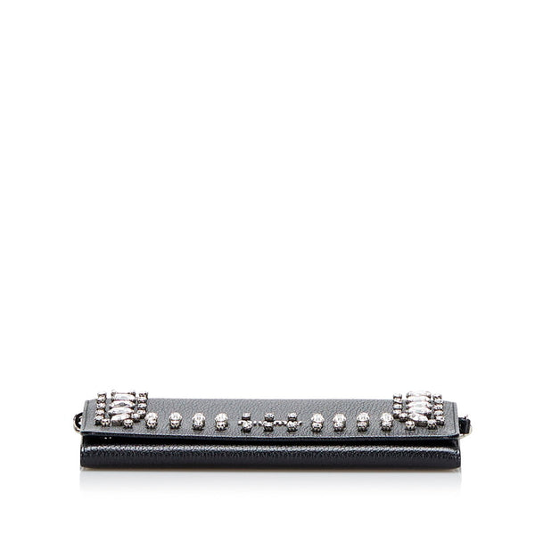 ミュウミュウ ビジュー マドラスクリスタル チェーンウォレット 長財布 2WAY 5MT001 ブラック レザー レディース MIUMIU 【中古】